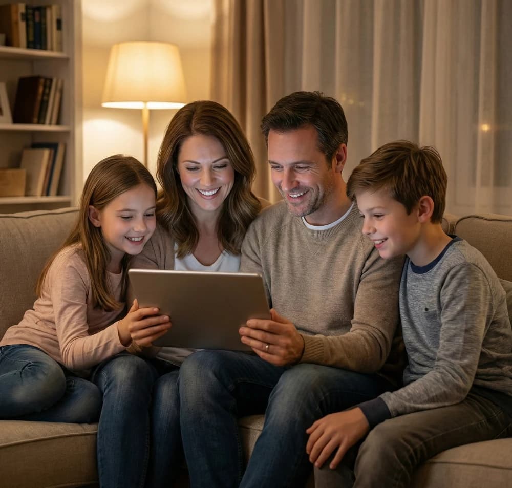 Mutter und Kind mit Tablet